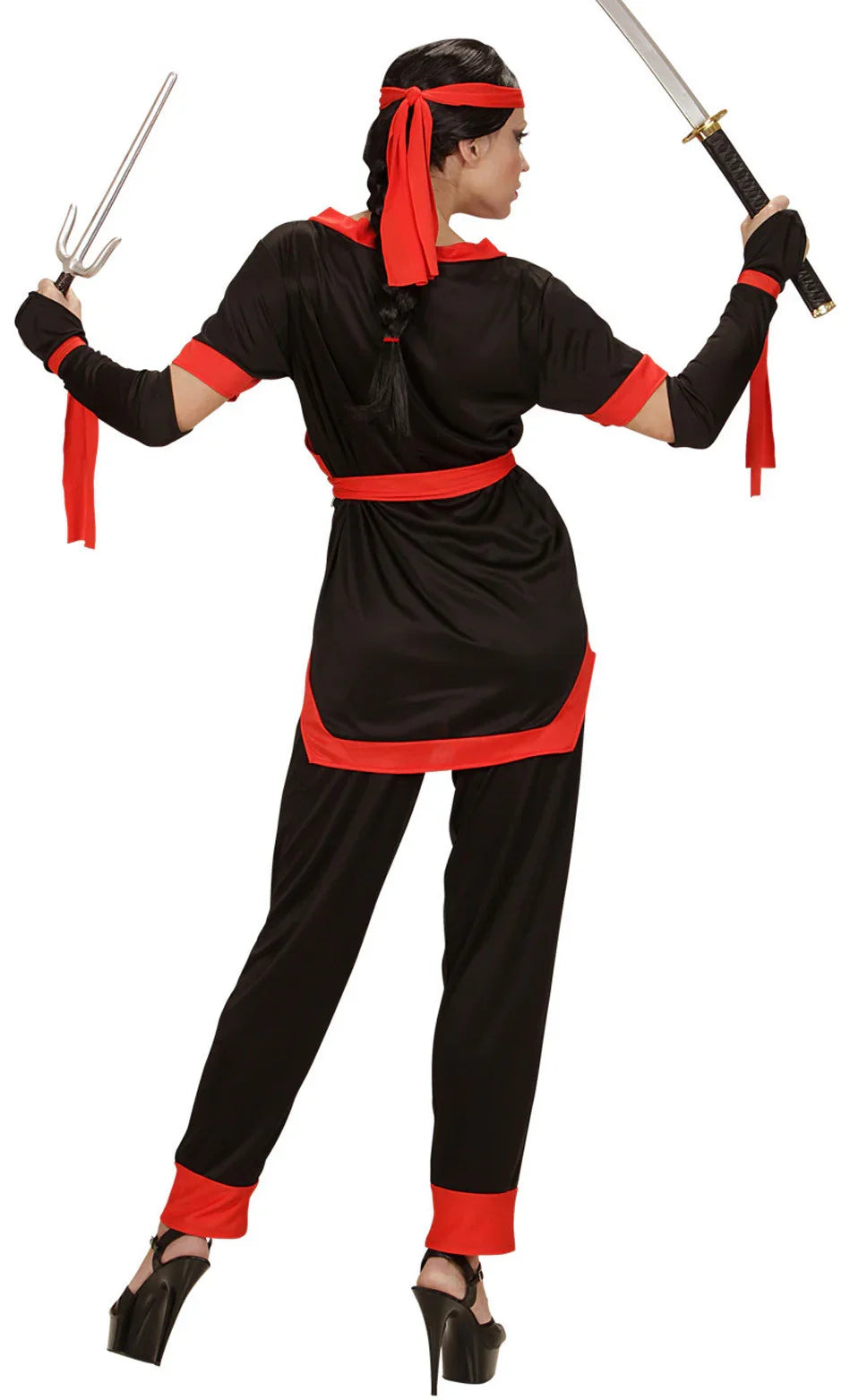 Disfraz de Ninja Negro y Rojo para Mujer Ninjas Widmann